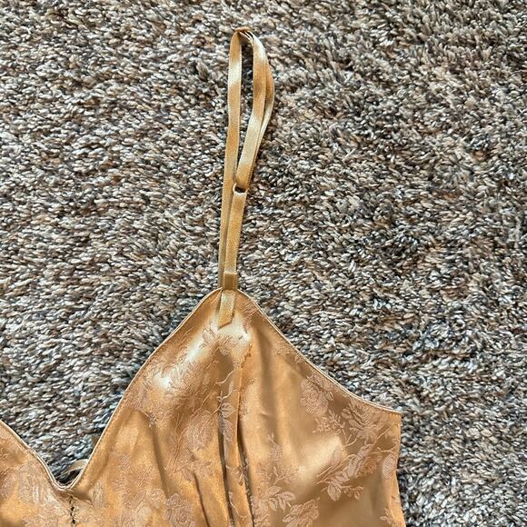 VTG Victoria's Secret Babydoll Lace Up Tunic Tan Top Size XS Regency Y2K Glam - Picture 3 of 12